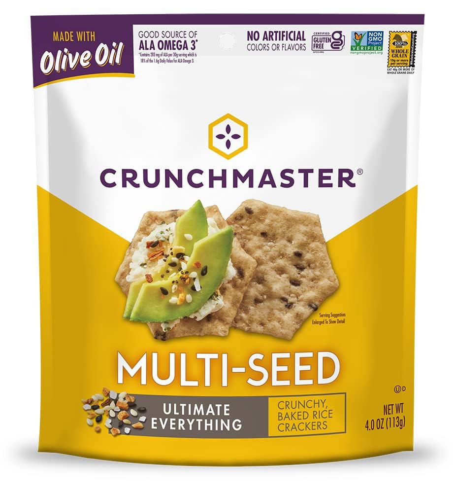 Crunchmaster Everything crackers showing seed and grain mix