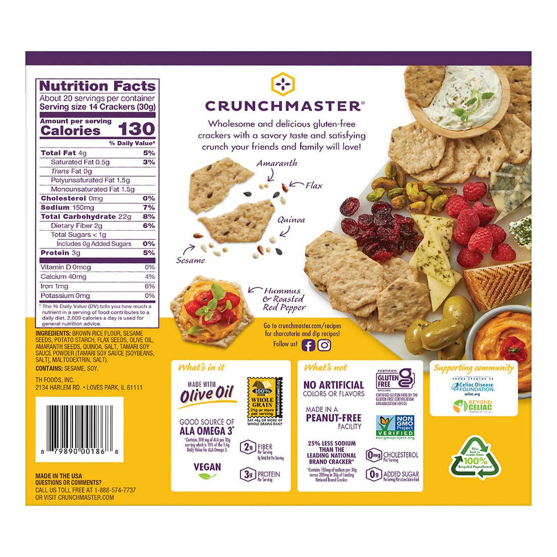 Crunchmaster Multi Grain Crackers slice with cheese showing serving ideas