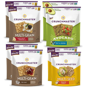 Crunchmaster multiseed roasted garlic cracker close-up showing crisp texture for bold snacking