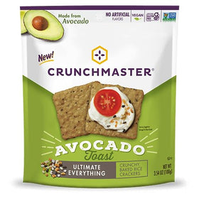 Crunchmaster multiseed sea salt cracker box front highlighting versatility