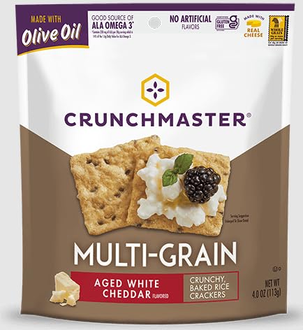 Crunchmaster oven-baked cracker close-up emphasizing light, crispy texture