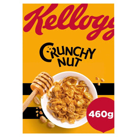 Crunchy Nut cereal box side view, ideal for family breakfasts and on-the-go.