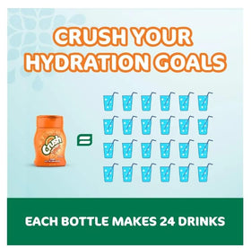 Crush Orange Liquid Water Enhancer served over ice for refreshing hydration.