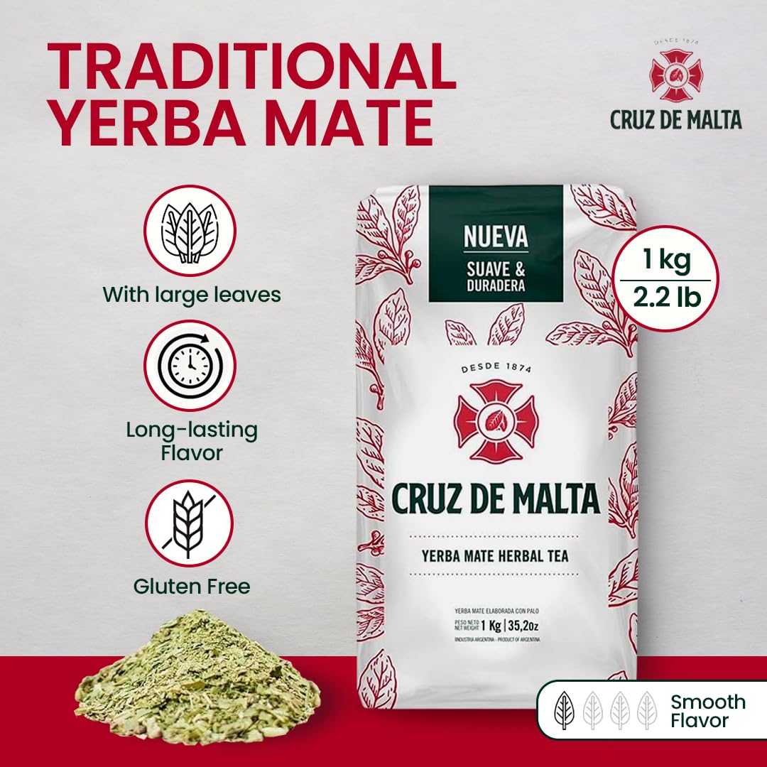 CRUZ DE MALTA Yerba Mate leaves close-up for rich infusion
