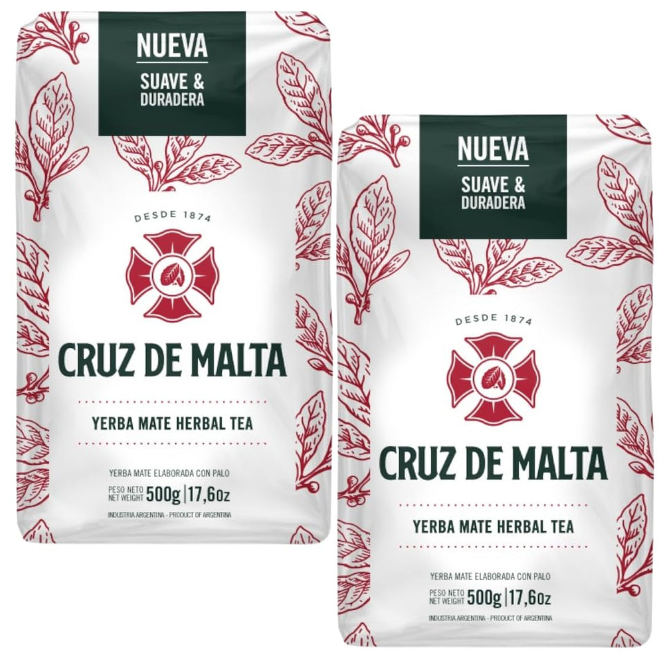 CRUZ DE MALTA Yerba Mate leaves in pouch, showcasing large leaf selection for robust flavor.