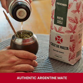 CRUZ DE MALTA Yerba Mate cup while steeping aroma rising