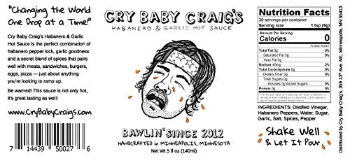 Cry Baby Craig's habanero garlic hot sauce 3-pack on display for versatile flavor options
