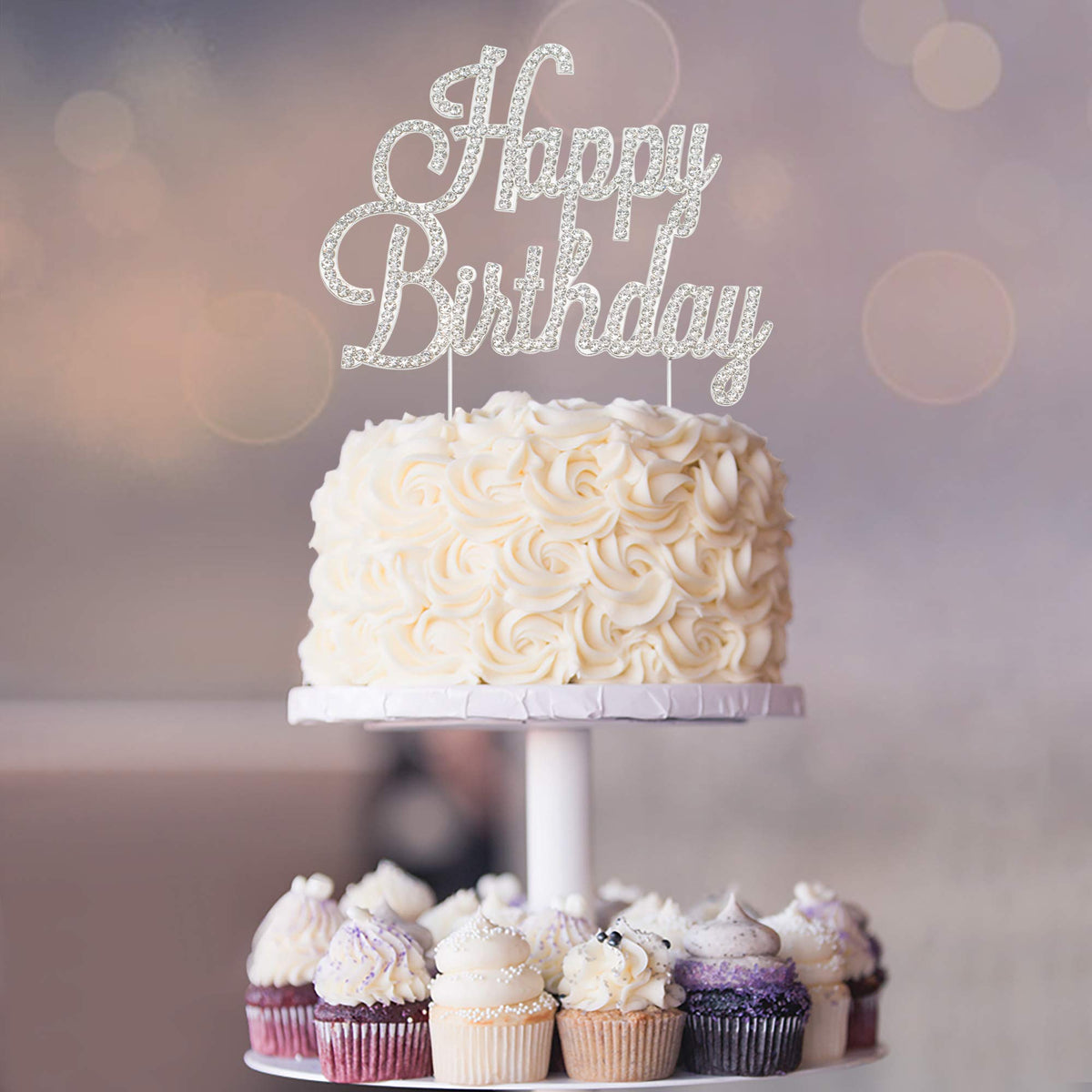 Crystal Creations 4.5 inch prongs trim-ready topper for small cakes
