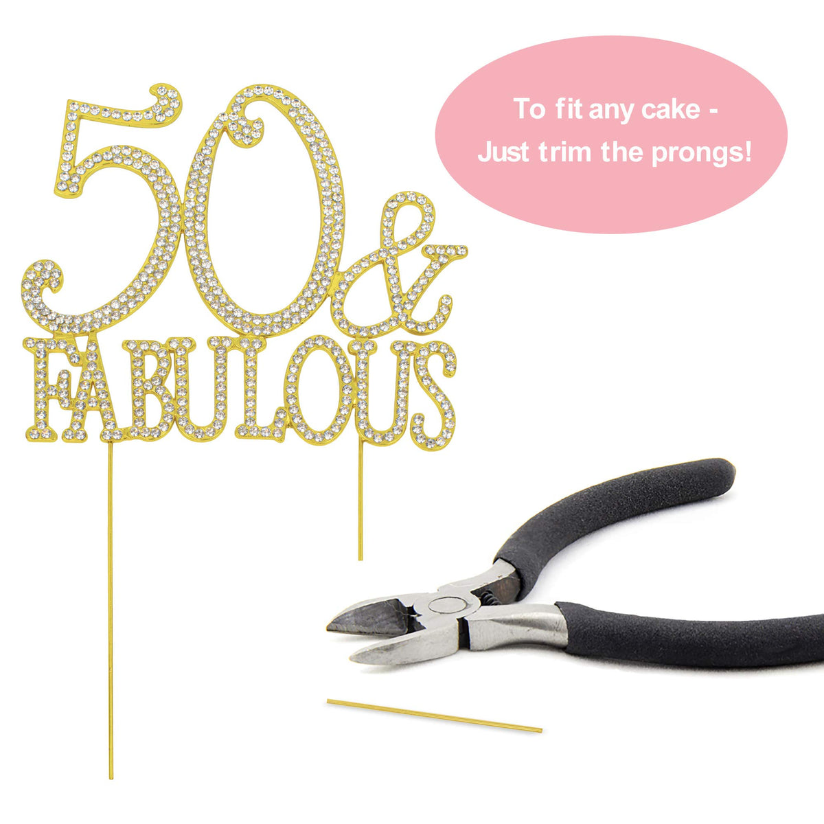 Crystal Creations gold metal material provides durable, keepsake-worthy cake decor.