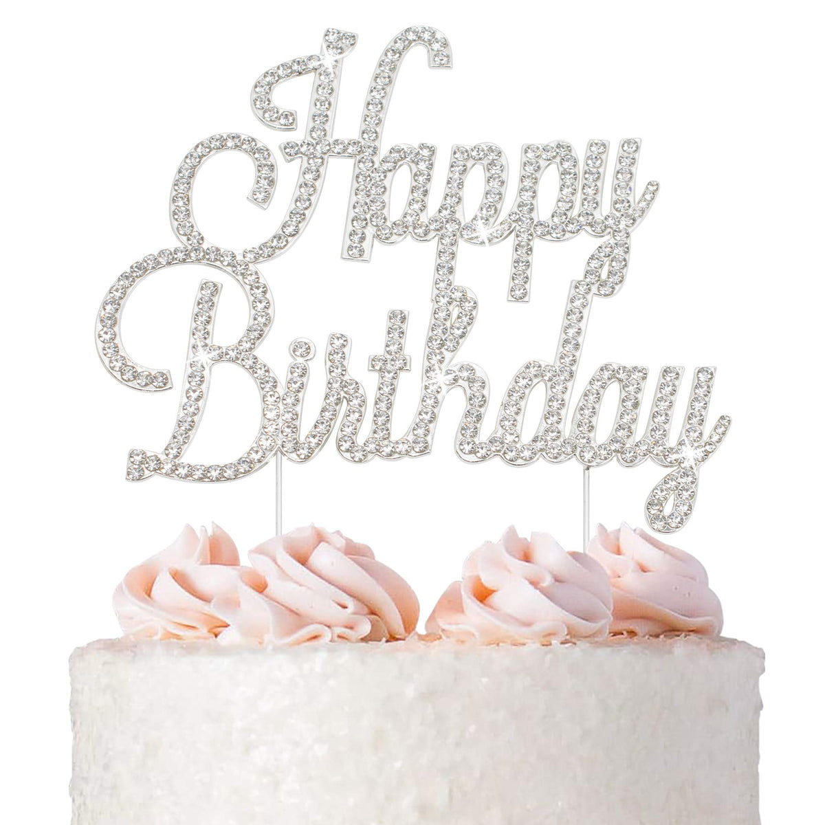 Crystal Creations Happy Birthday Topper shown in protective box for safe shipping