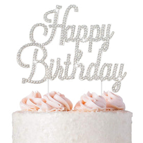 Crystal Creations Happy Birthday Topper shown in protective box for safe shipping