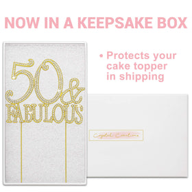 Crystal Creations sparkling rhinestones topper catches light for elegant cake decoration.