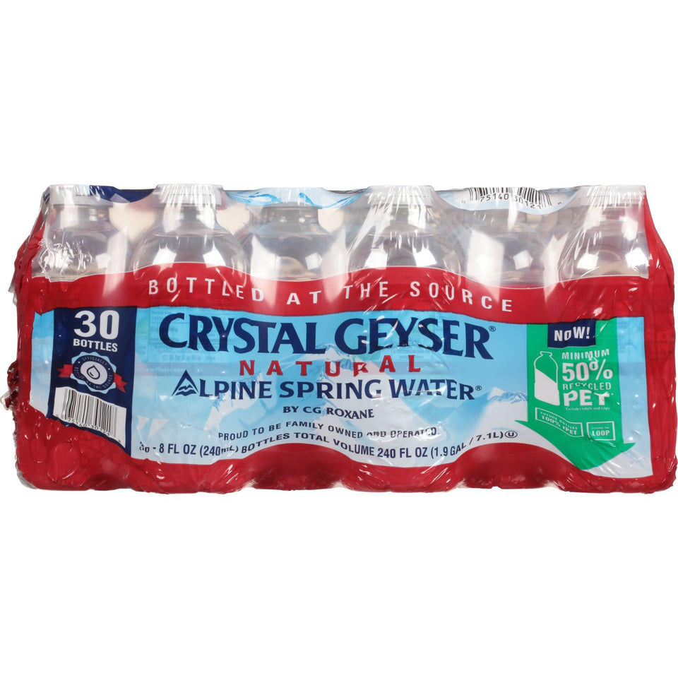 Crystal Geyser Alpine Spring Water bottles provide on-the-go hydration with pure spring taste