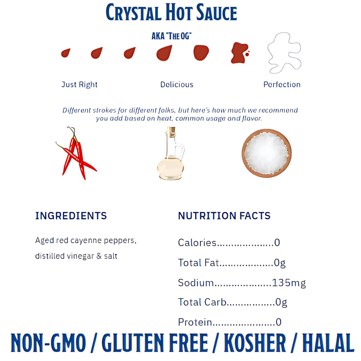 Crystal Hot Sauce Original bottle pour, ideal for quick flavor boosts.