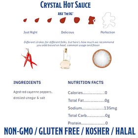 Crystal Hot Sauce Original bottle pour, ideal for quick flavor boosts.