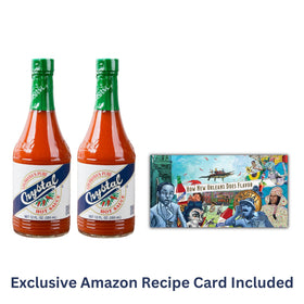 Crystal Hot Sauce on shelf demonstrates accessible everyday heat with low sodium option.