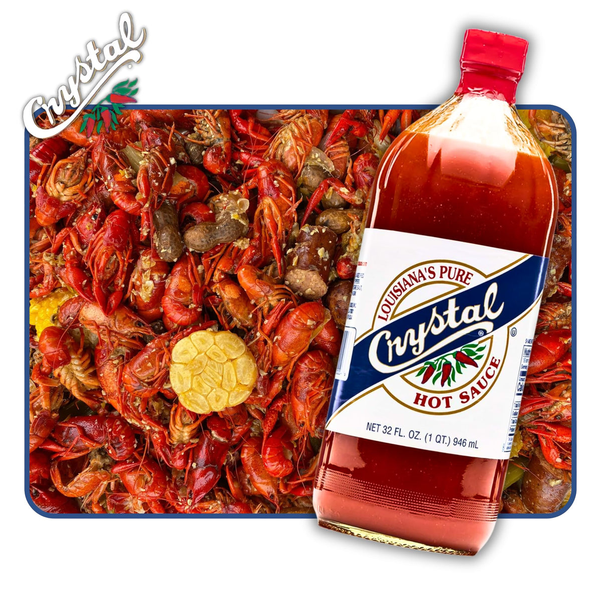 Crystal hot sauce bottle shows balanced heat for versatile cooking.