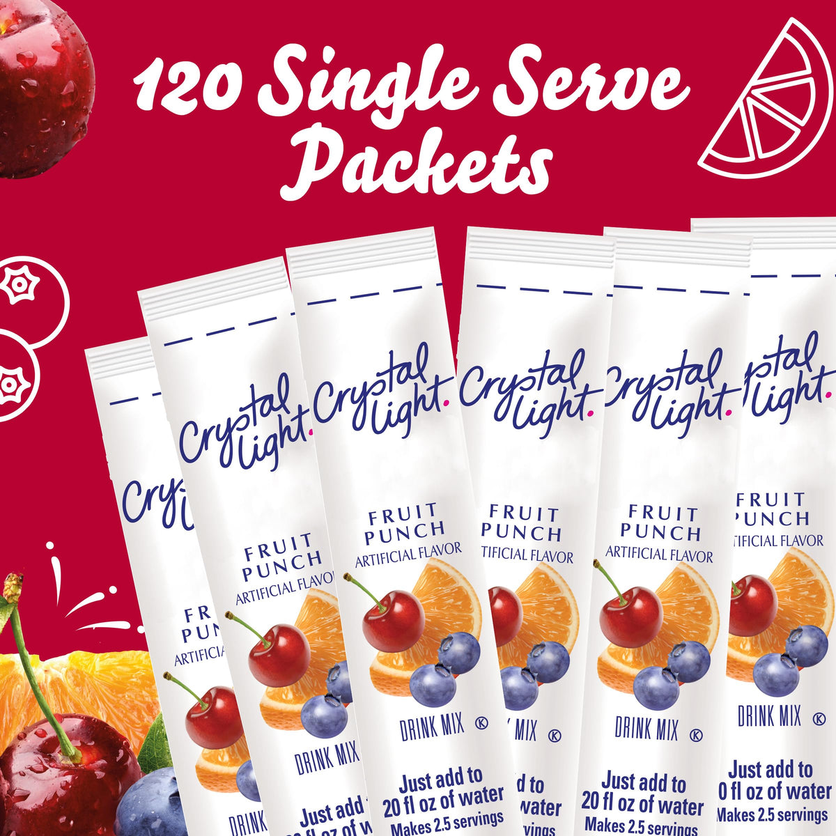 Crystal Light fruit punch powder dissolves easily in 20 oz water.