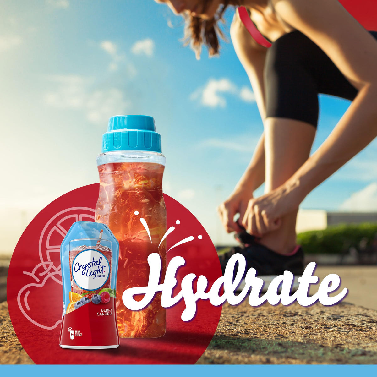 Crystal Light Berry Sangria stir-in action for quick flavor mixing.