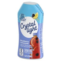 Crystal Light Blackberry Lemonade being poured into water for quick flavoring