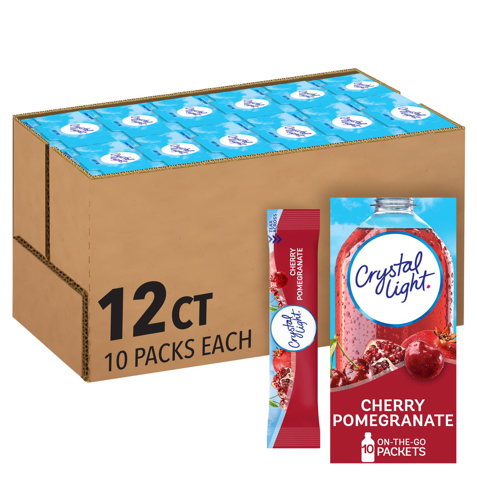 Crystal Light Cherry Pomegranate on-the-go packets for flavorful hydration anywhere.
