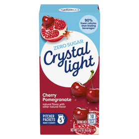 Powder dissolving in water for Crystal Light Cherry Pomegranate drink