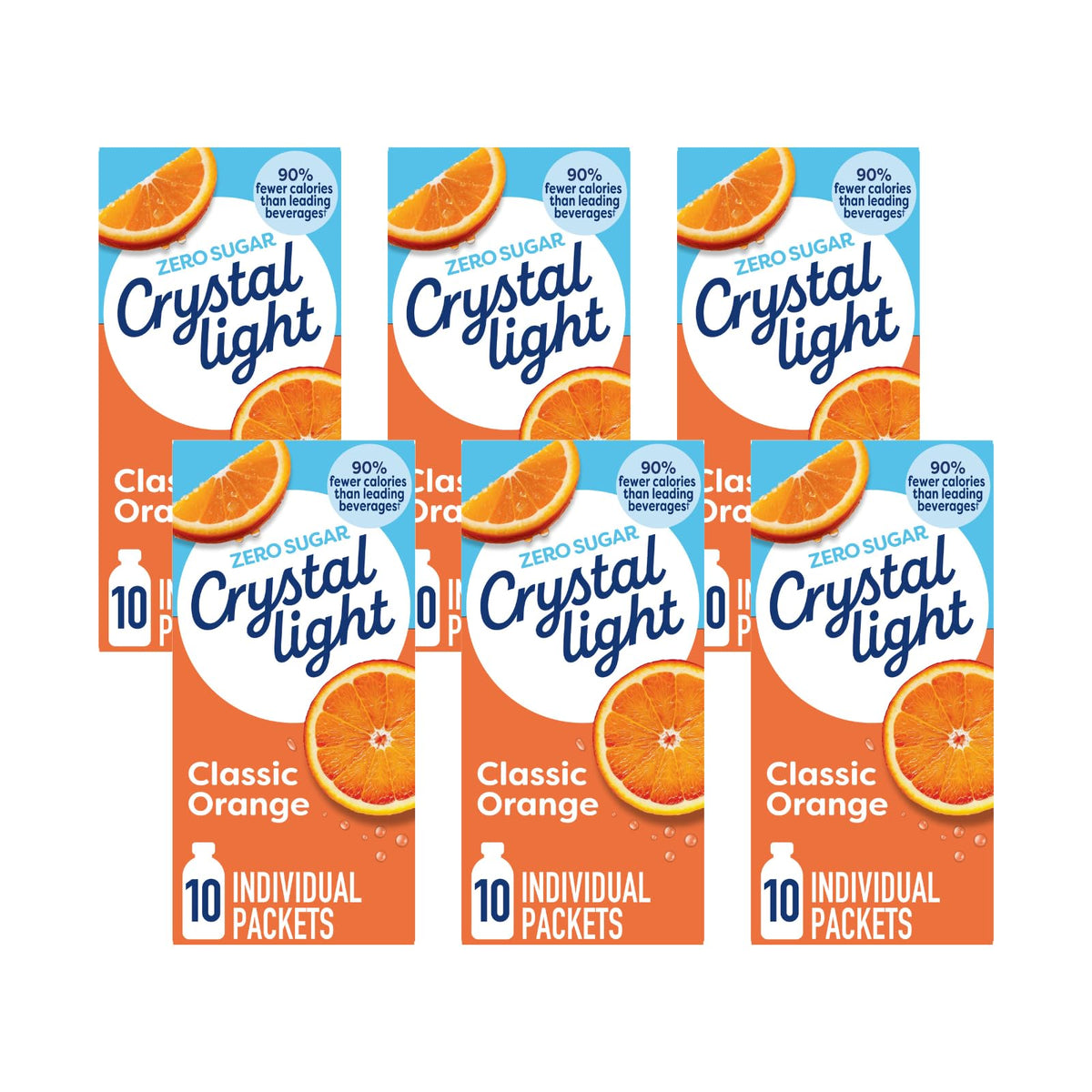 Crystal Light Classic Orange box front displaying compact packaging for quick hydration on the go.