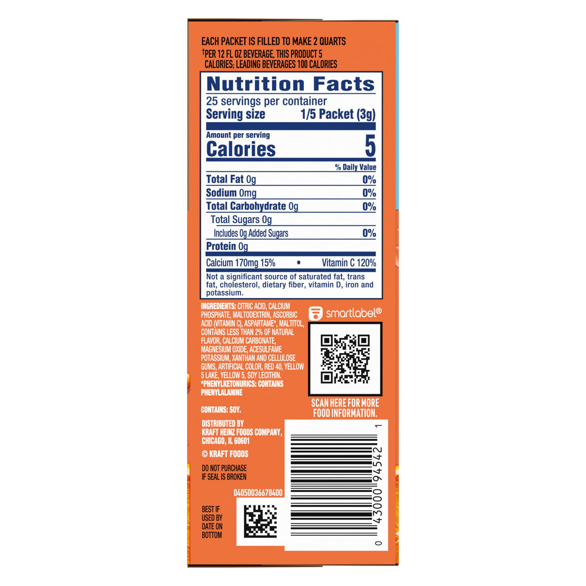 Crystal Light Classic Orange canister pour, easy mixing for quick servings