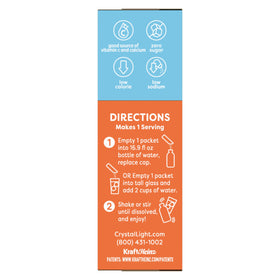 Crystal Light Classic Orange side panel highlights gluten-free and kosher-certified claims.