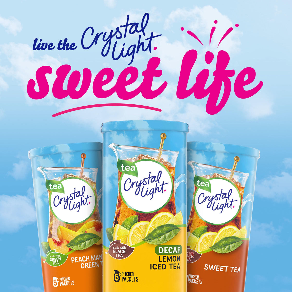 Crystal Light Decaf Lemon Tea ready-to-serve display at the store.