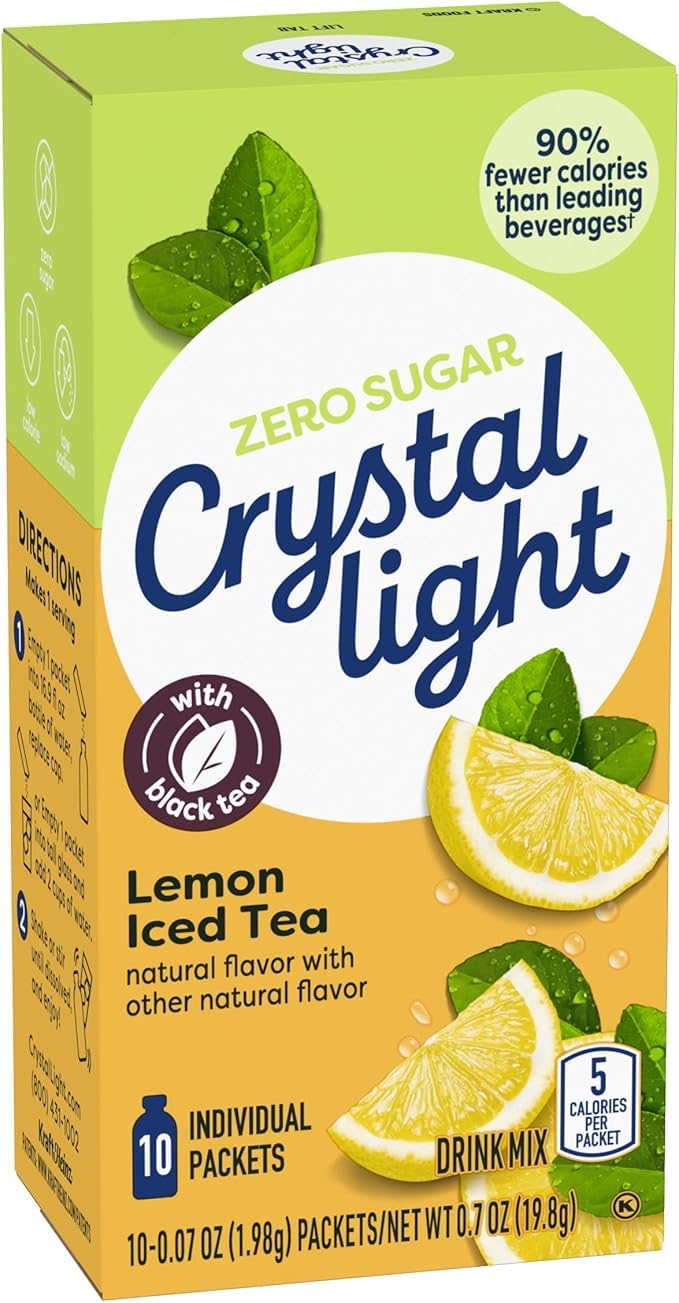 Crystal Light flavor variety packets highlight customizable drink options.