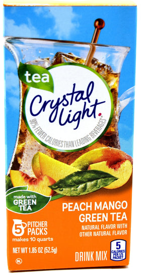 Crystal Light four-pack canisters on shelf, convenient sugar-free drink option.