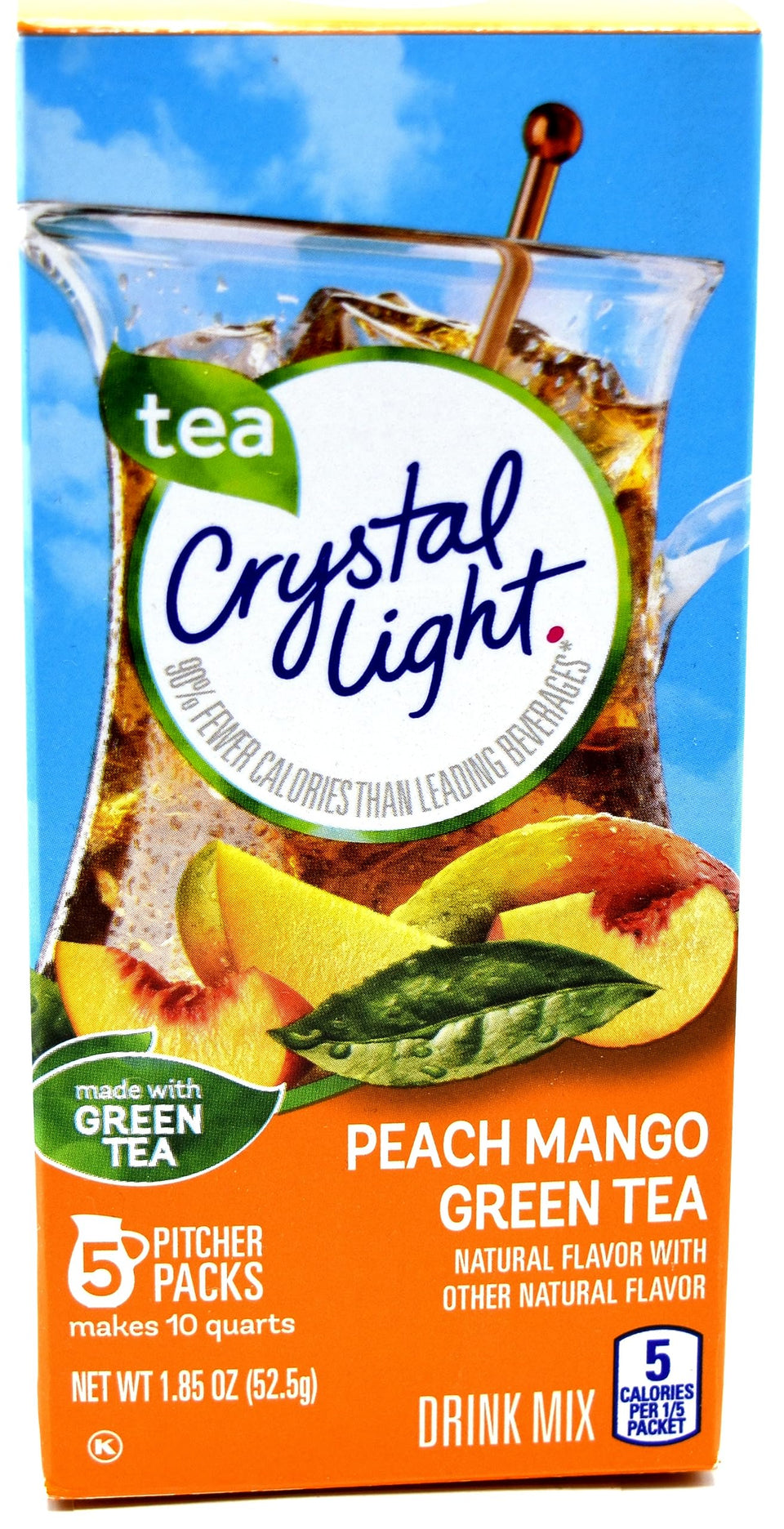 Crystal Light four-pack canisters on shelf, convenient sugar-free drink option.