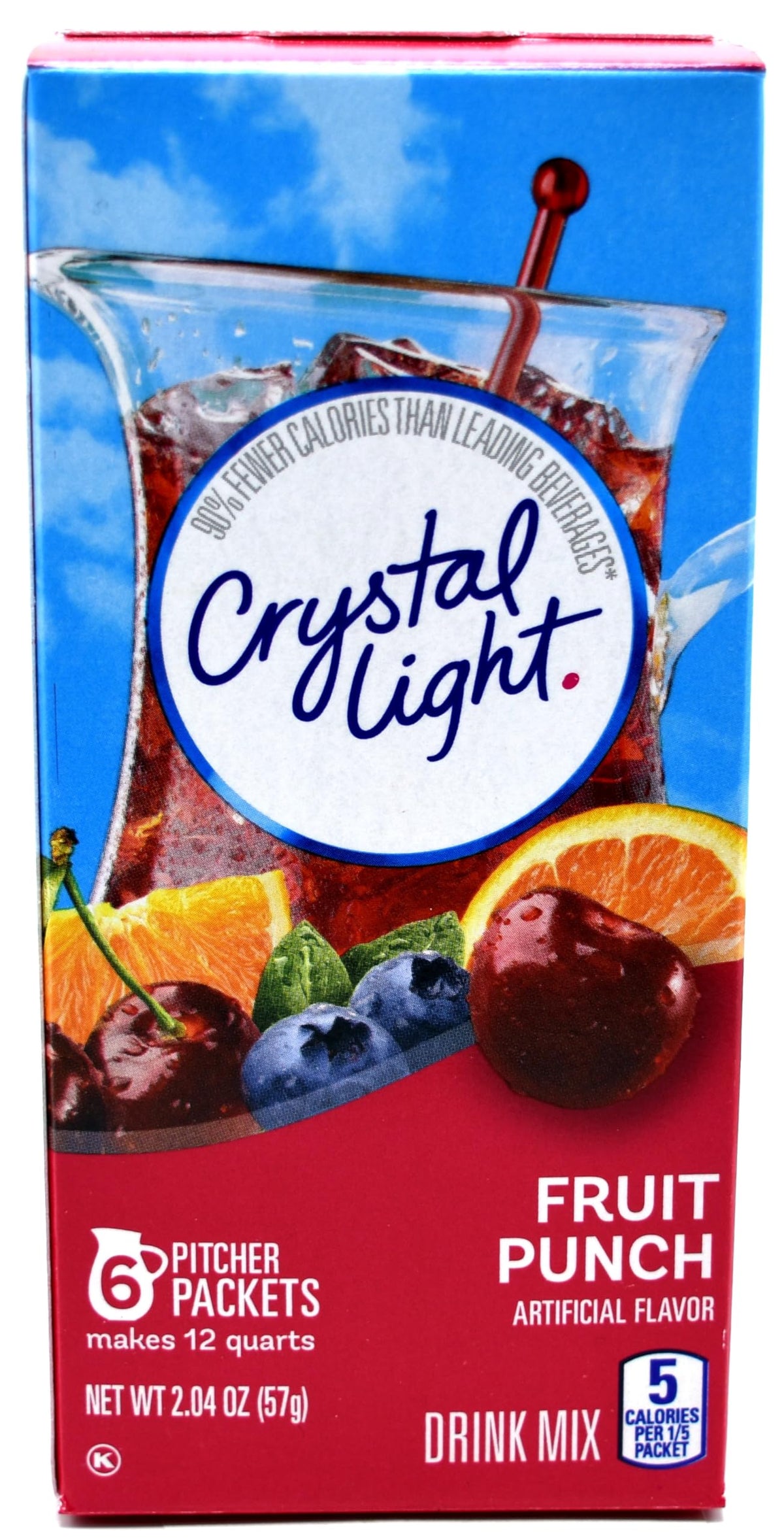 Crystal Light Fruit Punch canister front view, a low-calorie hydration option