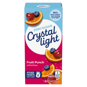 Crystal Light Fruit Punch packet closeup for easy mixing and portioning.