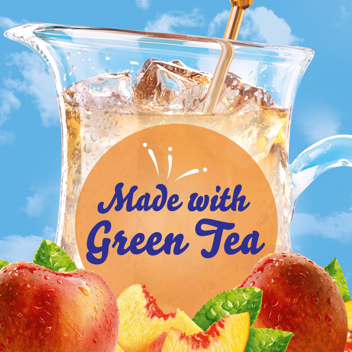 Crystal Light glass-of-peach-iced-tea looks refreshing and ready to sip.