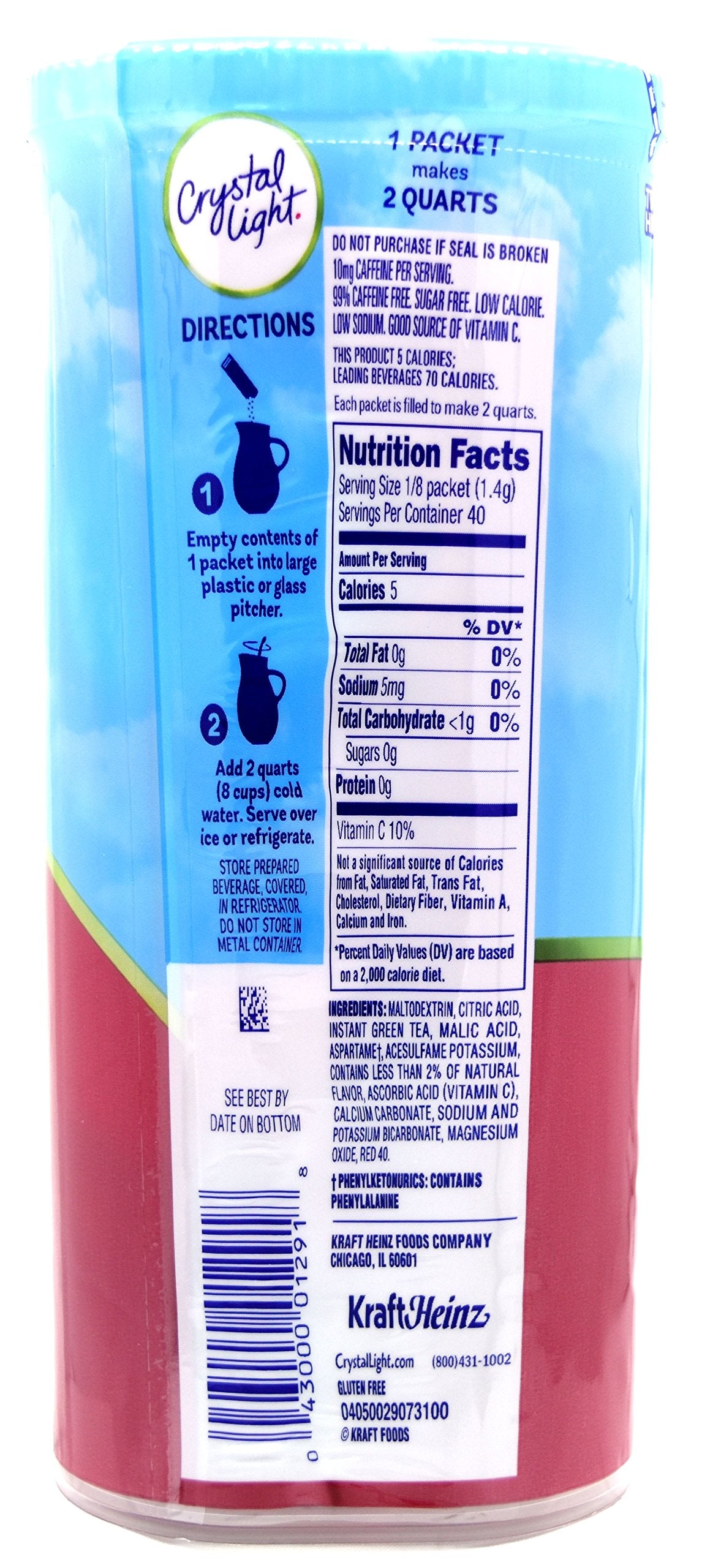 Crystal Light Green Tea Raspberry serving-glass shows vibrant flavor in every pour.