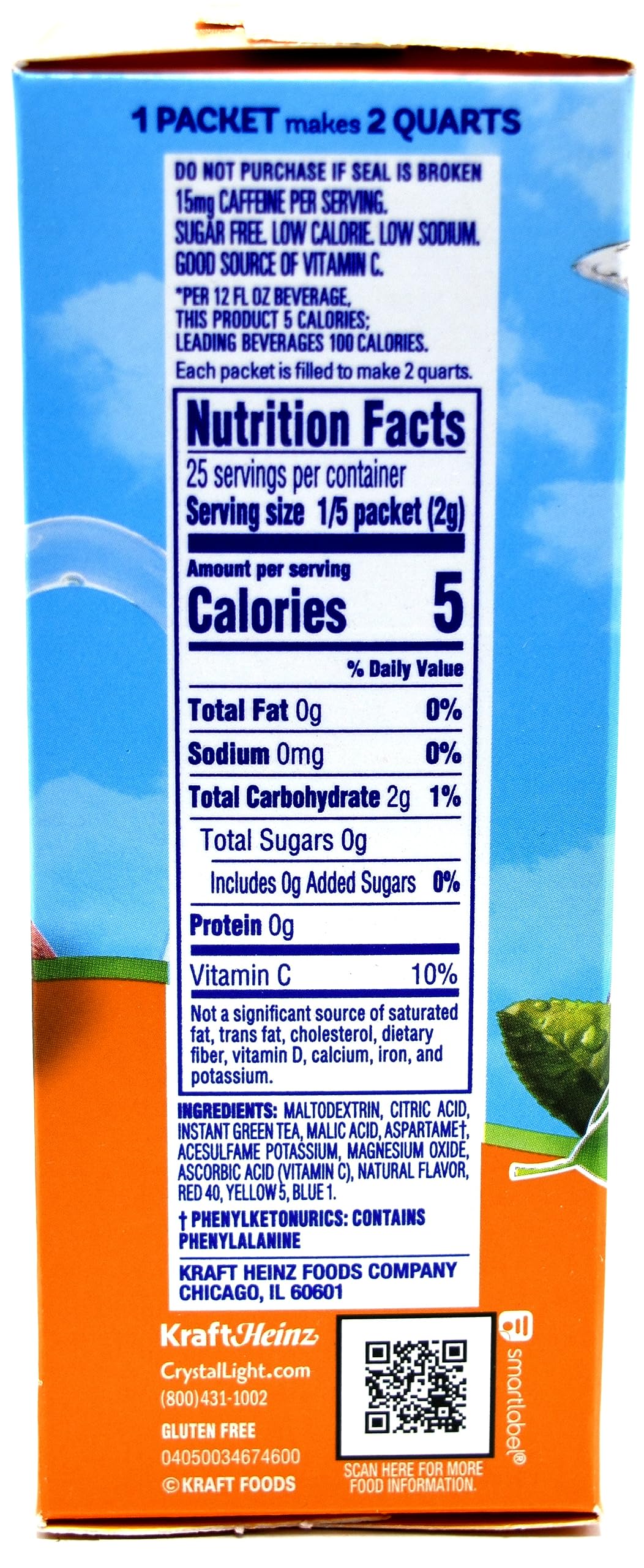 Crystal Light label close-up showing flavor and sugar-free promise.