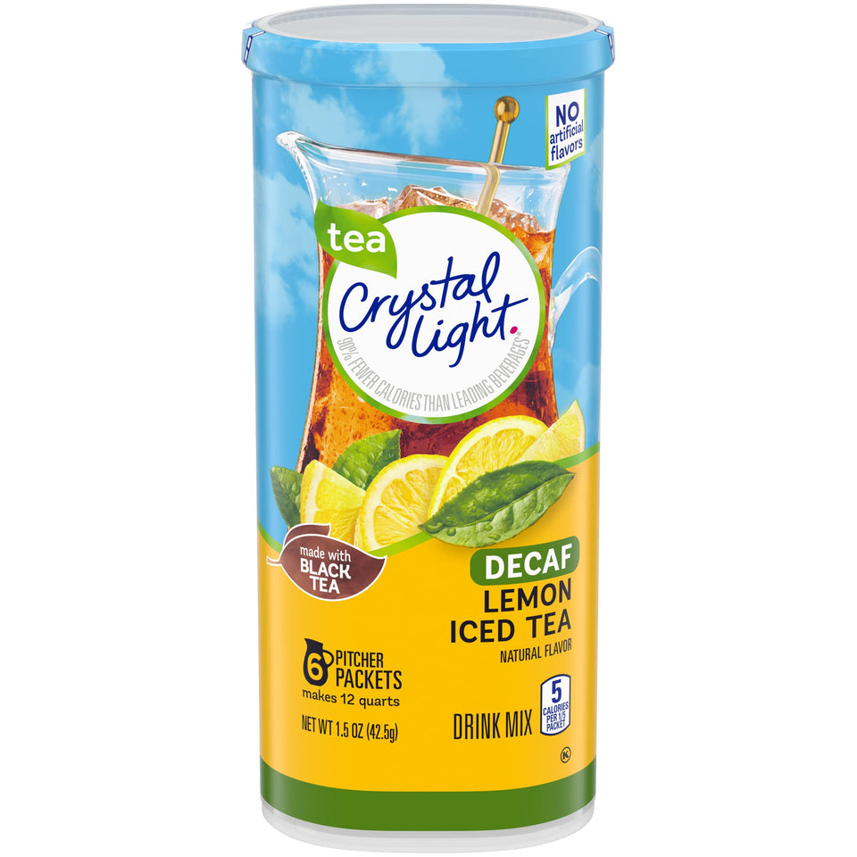 Crystal Light Lemon Iced Tea canister enhances water with zero sugar flavor