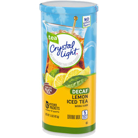 Crystal Light Lemon Iced Tea glass with ice shows a refreshing light drink