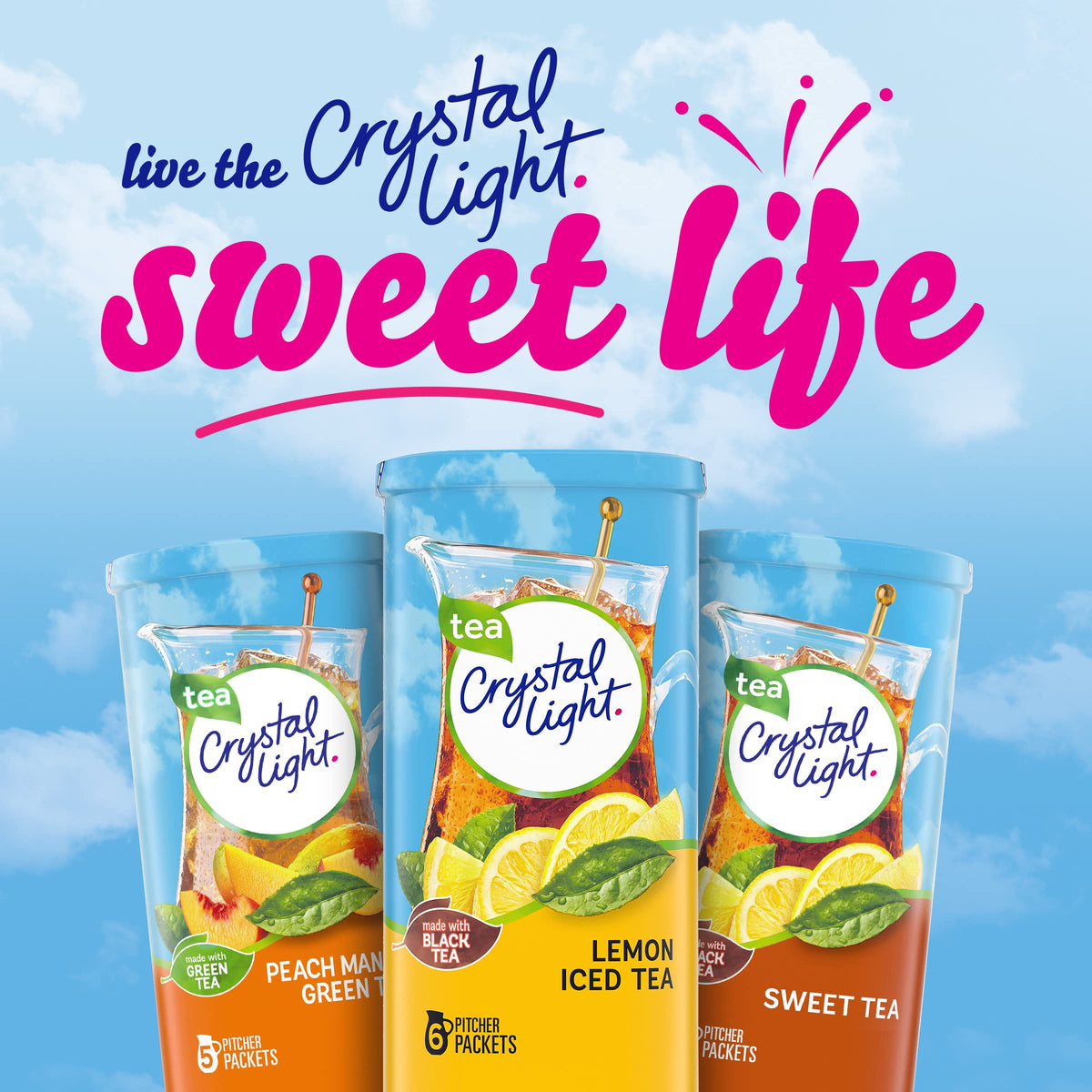 Bright kitchen setup with Crystal Light mix ready to use.