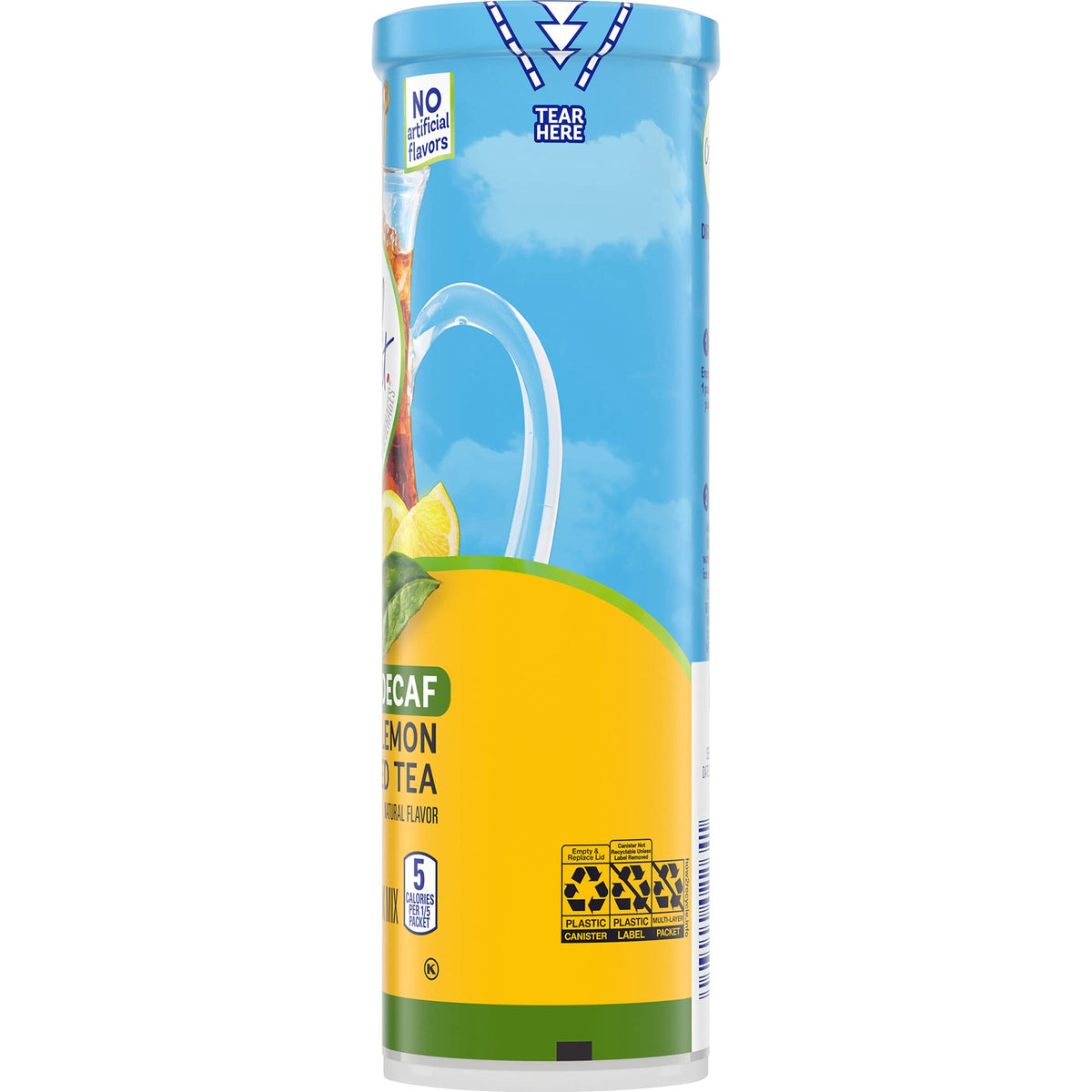 Crystal Light Lemon Iced Tea nutrition label shows five calories per serving