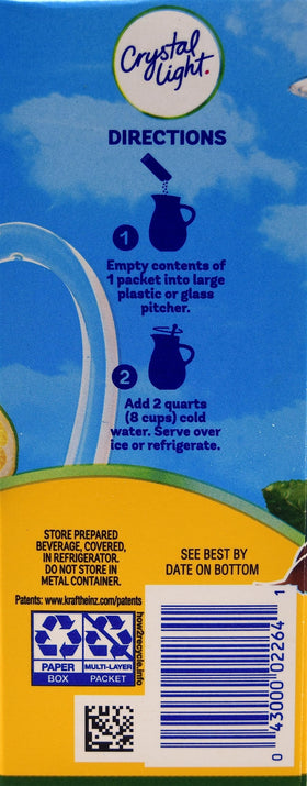 Crystal Light Lemon Iced Tea packets close-up for easy, convenient mixing