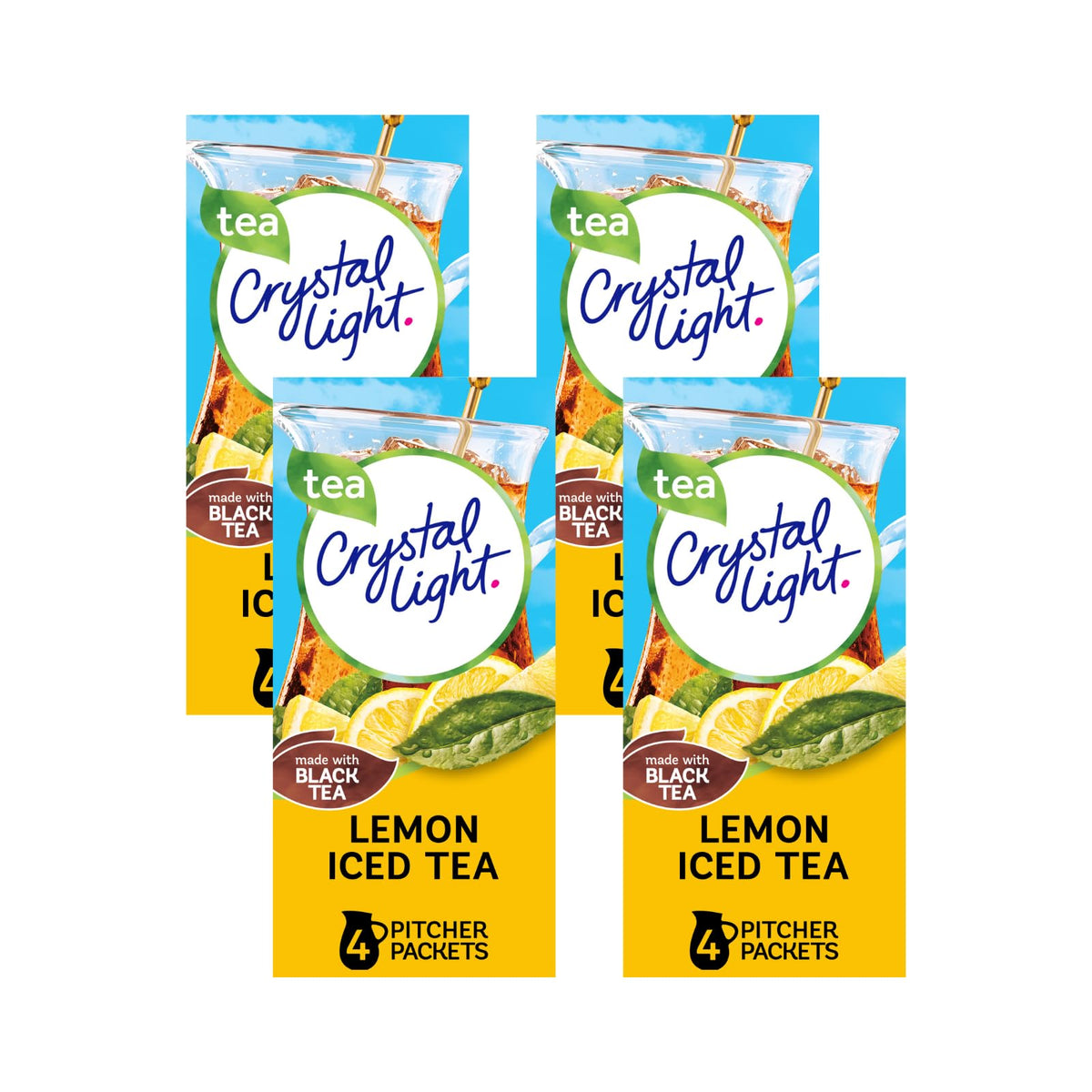 Crystal Light Lemon Iced Tea canisters offer low-calorie flavor for daily refreshment.