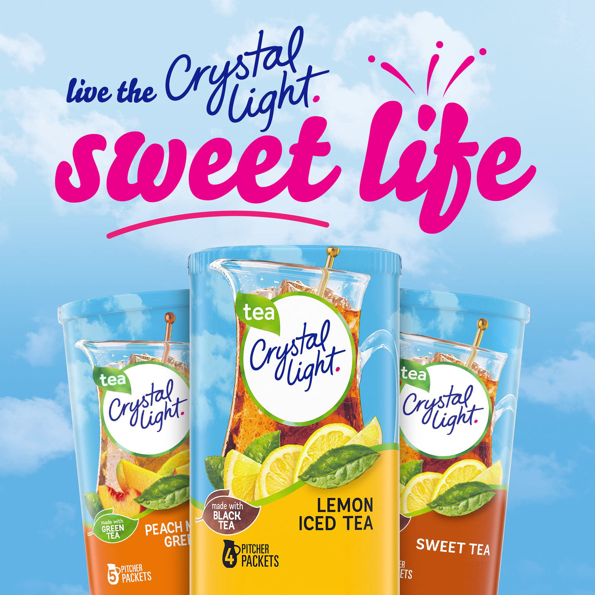 Crystal Light Lemon Iced Tea powder swirl with tea shows real black tea flavor.