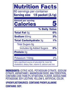 Crystal Light Lemonade Drink Mix tub with lid and label close-up.