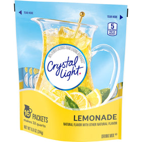 Crystal Light Lemonade Drink Mix displayed with a glass for quick refreshments.