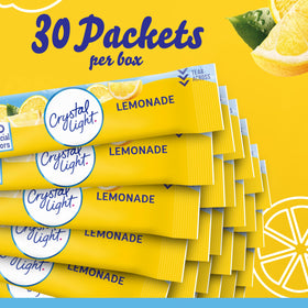 Crystal Light Lemonade packets in a compact bag for travel.
