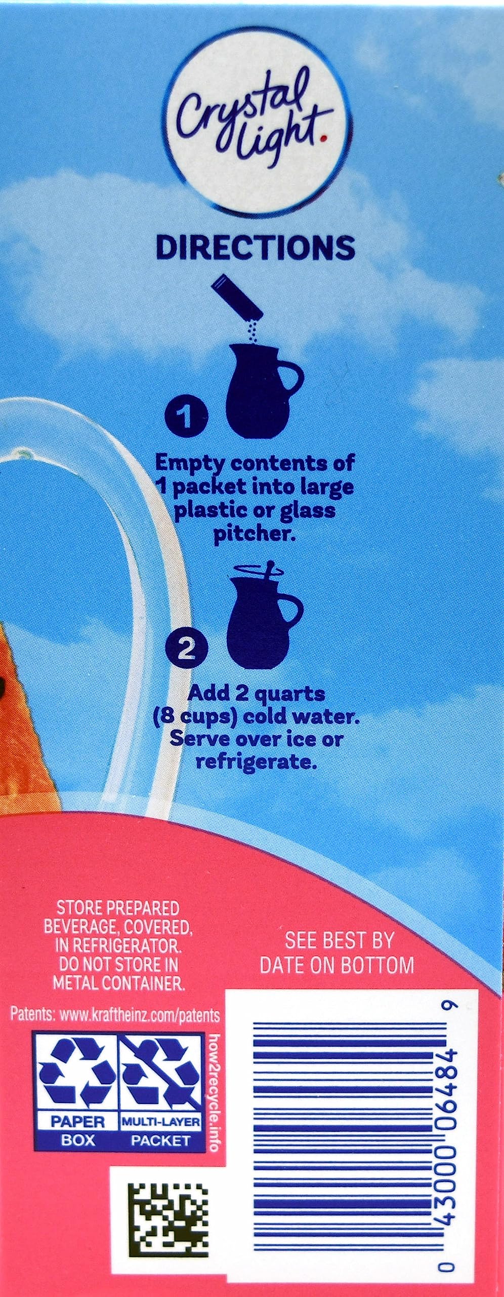 Crystal Light low-calorie drink mix with five calories per serving