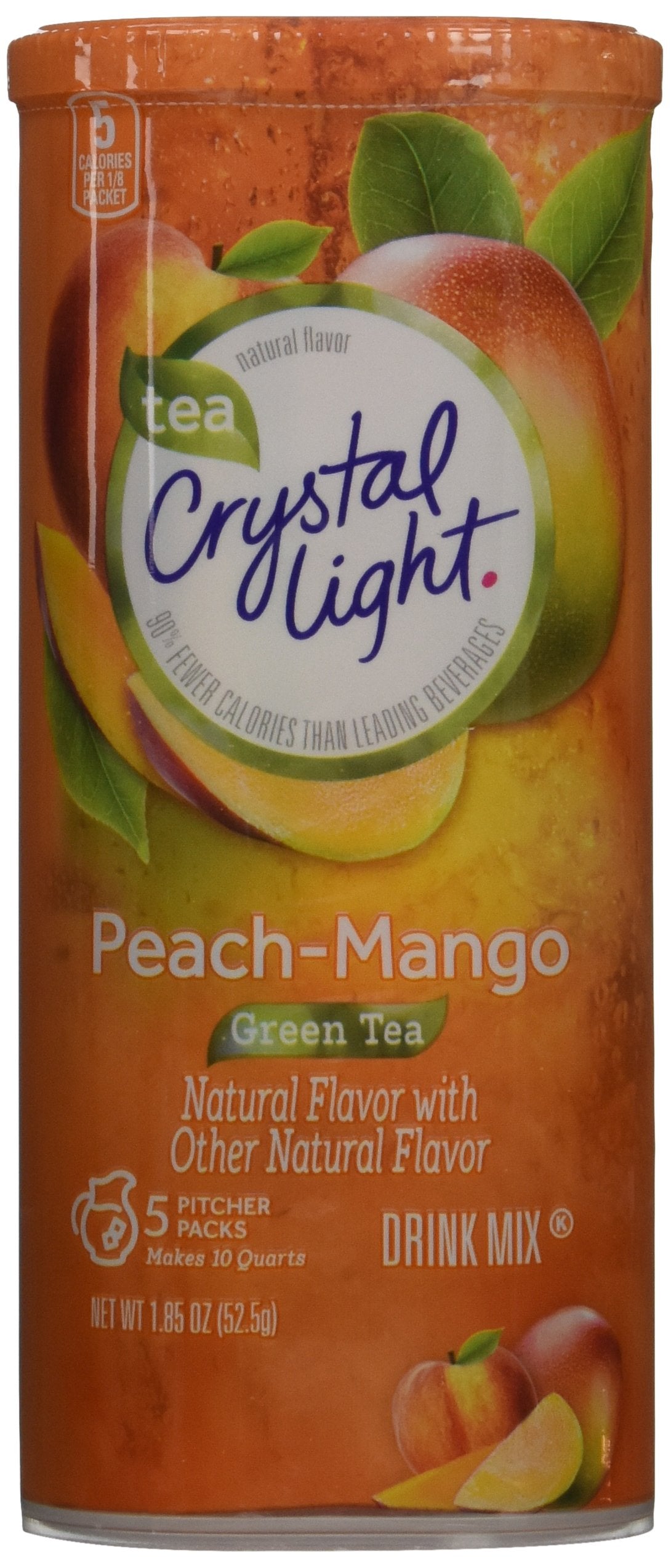 Crystal Light packaging shows six canisters for on-the-go hydration.